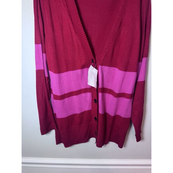 Madeleine Thompson Womens Red Knit Ribbed Trim Cardigan Sweater L NWT Valentine - Picture 9 of 12
